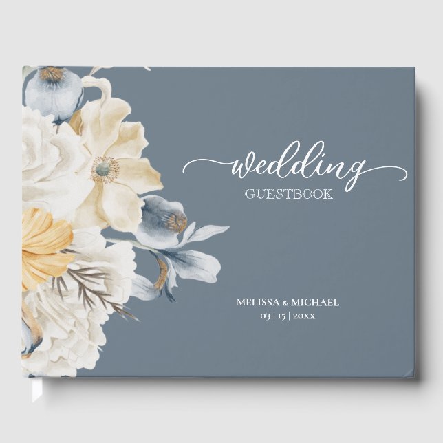 Libro De Visitas ALGO AZUL - Boda FLORAL MUTADO (Anverso)
