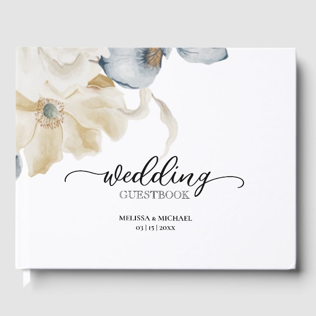 Libro De Visitas ALGO AZUL - Boda FLORAL TRADICIONAL (Anverso)