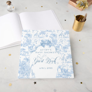 Libro De Visitas All Blue Toile Safari Animal Baby Shower