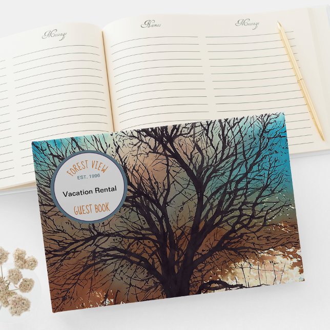 Libro De Visitas Alquiler de vacaciones de arte acuarela de árbol (Tree Watercolor Art Vacation Rental Guest Book from Jenn's Emporium. )