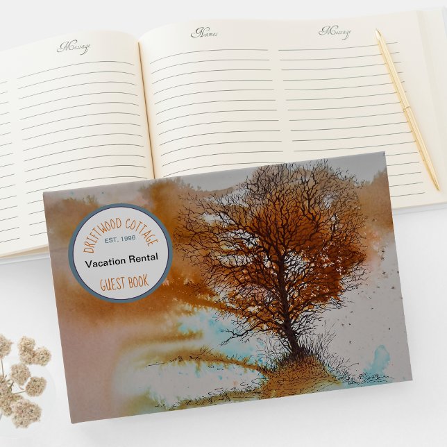 Libro De Visitas Alquiler de vacaciones de arte de árbol paisajísti (Landscape Tree Art Vacation Rental Guest Book from Jenn's Emporium. )