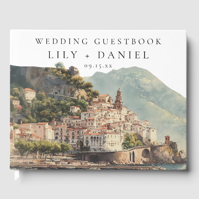 Libro De Visitas Amalfi Italian Watercolor Wedding (Anverso)