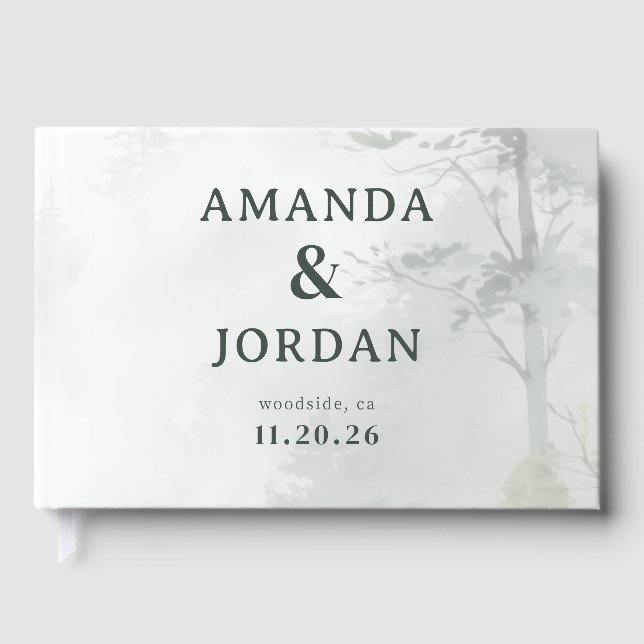 Libro De Visitas Amanda & Jordan Serene White Minimalist (Anverso)