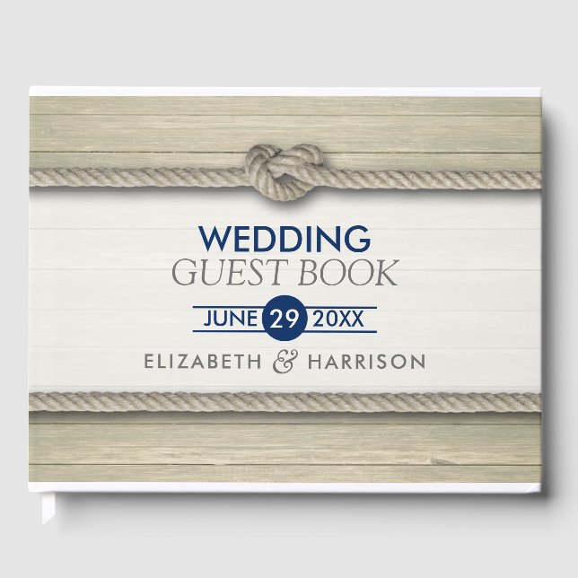 Libro De Visitas Amarrando La Boda De Playa Rustica Knot (Anverso)