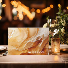 Libro De Visitas Amber Brandy Boda de tinta abstracta ID1089