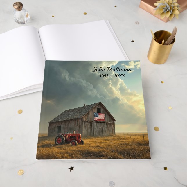 Libro De Visitas American Flag On a Farm Barn (Anverso Abierto)