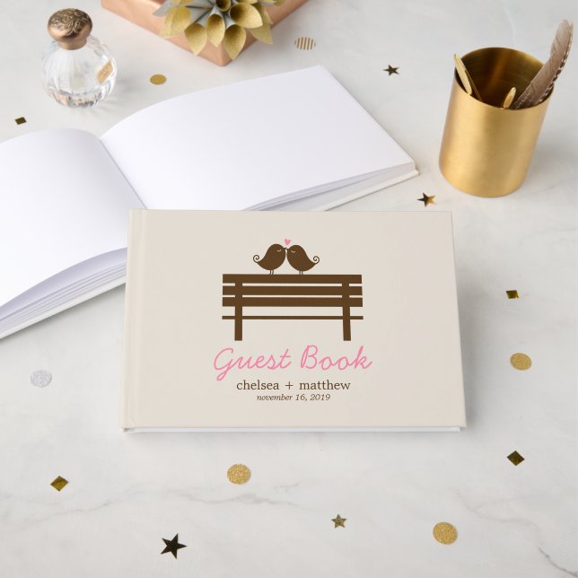 Libro De Visitas Amor Aves Cae Boda (Anverso Abierto)