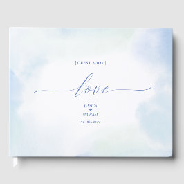 Libro De Visitas Amor | Boda de Corazón Azul y Acuarela