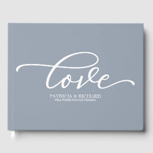 Libro De Visitas Amor Chic Escritura Dusty Blue Boda