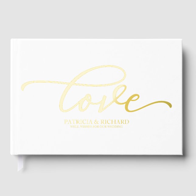 Libro De Visitas Amor Moderno Caligrafía Elegante Boda (Anverso)