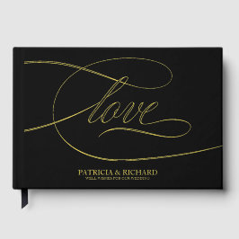 Libro De Visitas Amor Moderno Elegante Caligrafía Boda