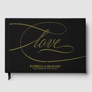 Libro De Visitas Amor Moderno Elegante Caligrafía Boda