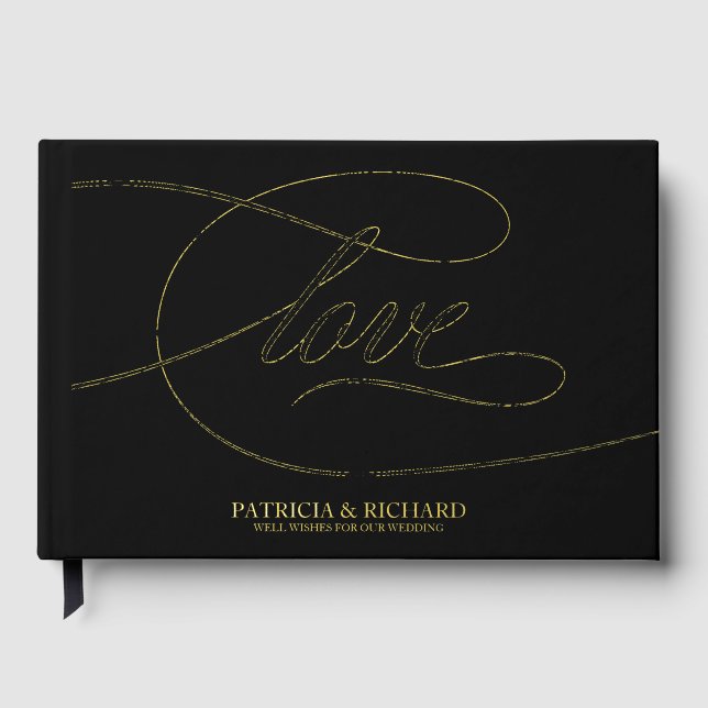 Libro De Visitas Amor Moderno Elegante Caligrafía Boda (Anverso)
