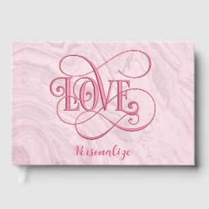 Libro De Visitas Amor Romántico Mármol Rosa Remolino Elegante