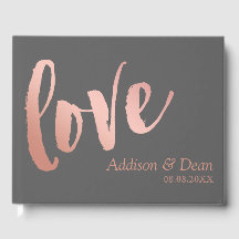 Amor | Rosa Boda de guiones de pincel dorado