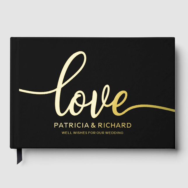 Libro De Visitas Amor Simple Chic Caligrafía Boda (Anverso)
