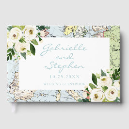 Libro De Visitas Amor Viaja Mapa floral Romántico