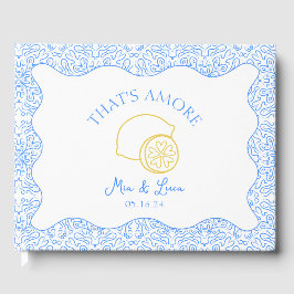 Libro De Visitas Amore Italy Lemons Blue Tiles Boda personalizado