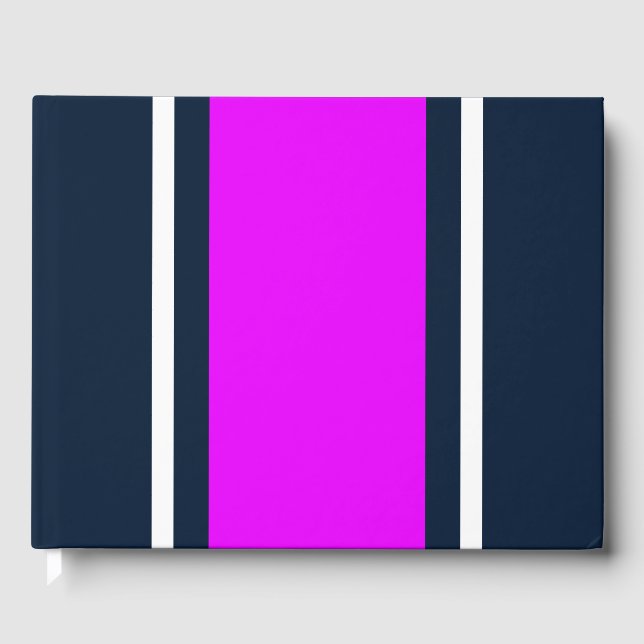 Libro De Visitas Amplias franjas tropicales de Carreras blanca rosa (Anverso)