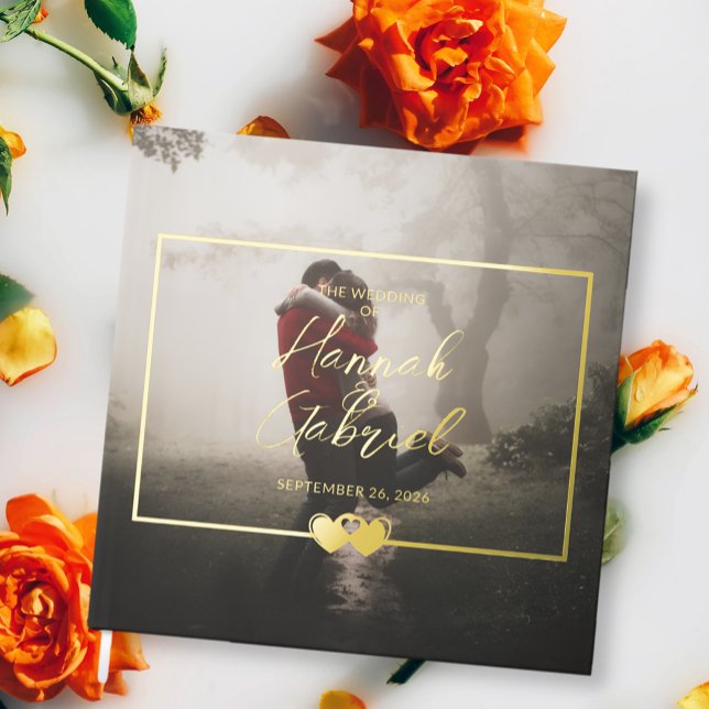 Libro De Visitas Añadir Boda fotográfico (The front of the add photo wedding foil guest book)