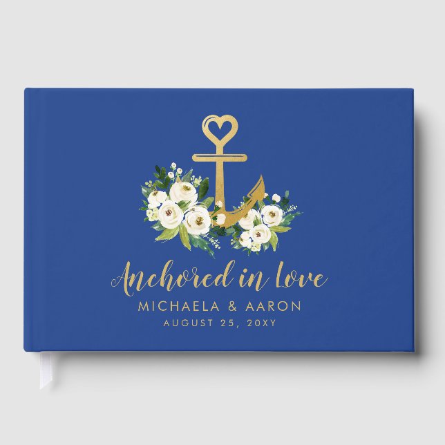 Libro De Visitas Anclado Boda Náutico Floral Amor (Anverso)