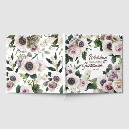 Libro De Visitas Anémona blanca sobre blanco brillante