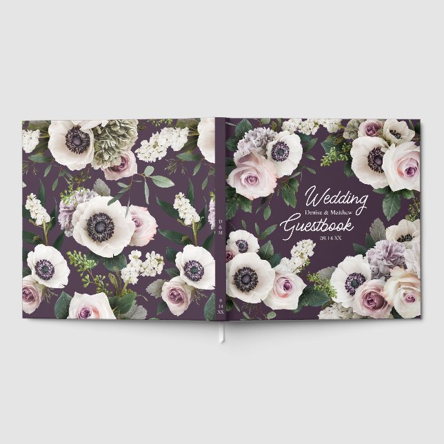 Libro De Visitas Anémona Blanca sobre Ciruelo de Medianoche (Lleno)