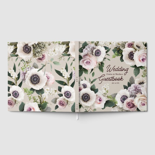 Libro De Visitas Anémona blanca sobre fondo perfectamente pálido (Lleno)