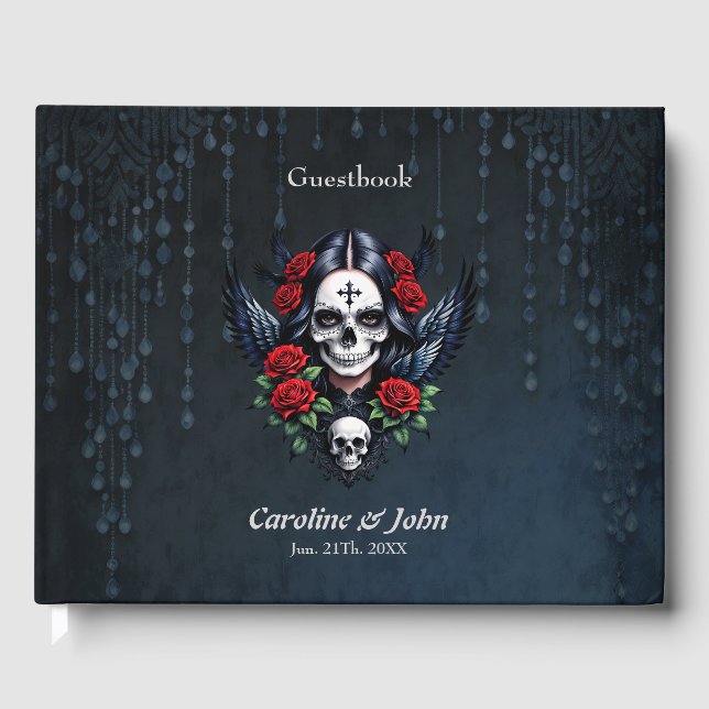 Libro De Visitas Ángel del cráneo de azúcar con Rosas. (Anverso)