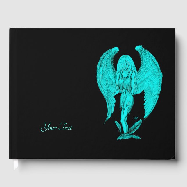 Libro De Visitas Ángel, diseño negro y verde (Anverso)