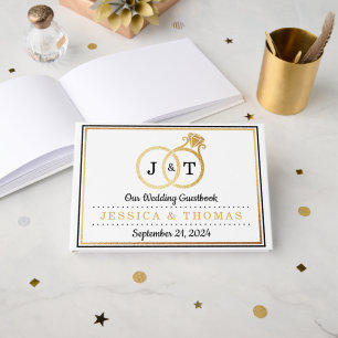 Libro De Visitas Anillos de boda con lámina de oro falso Chic