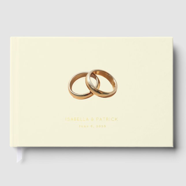 Libro De Visitas Anillos de Oro Crema Elegantes (Anverso)