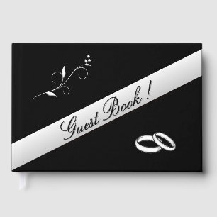 Libro De Visitas Anillos Elegantes Bodas en Blanco y Negro