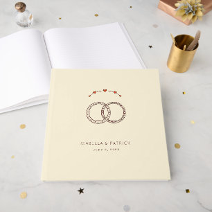 Libro De Visitas Anillos y Corazones de Crema Elegantes