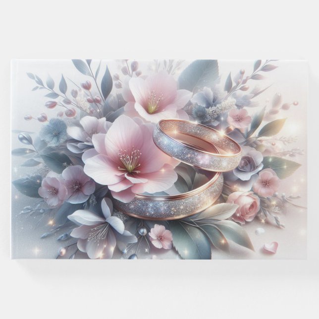 Libro De Visitas Anillos y flores bodas (Anverso)