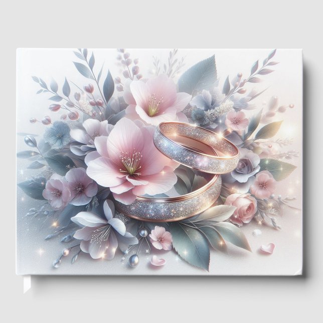 Libro De Visitas Anillos y flores bodas (Anverso)