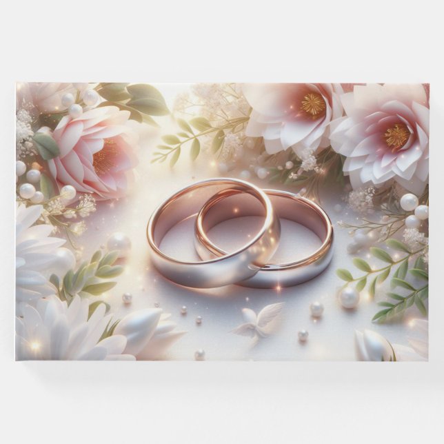 Libro De Visitas Anillos y flores bodas (Anverso)