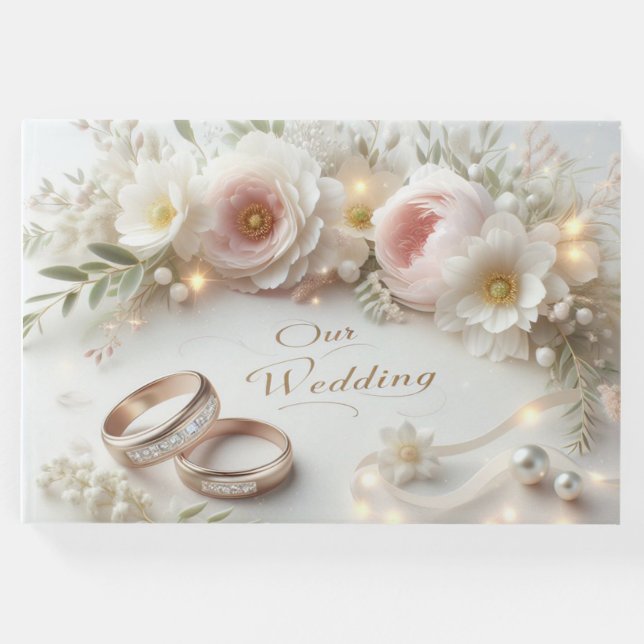 Libro De Visitas Anillos y flores bodas (Anverso)