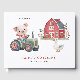Libro De Visitas Animales de la granja Cerdo Barnyard Baby Shower