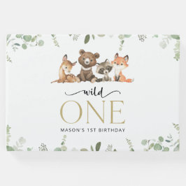 Libro De Visitas Animales de Woodland, Bosque, Salvaje, Primer Cump