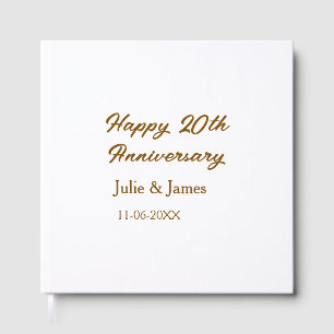 Libro De Visitas aniversario 20 feliz dorado marrón nombre datsimpl