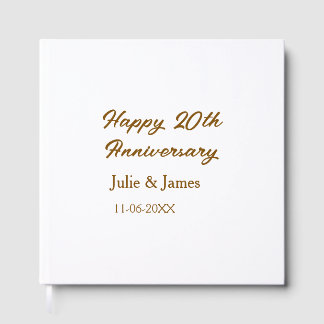 Libro De Visitas aniversario 20 feliz dorado marrón nombre datsimpl