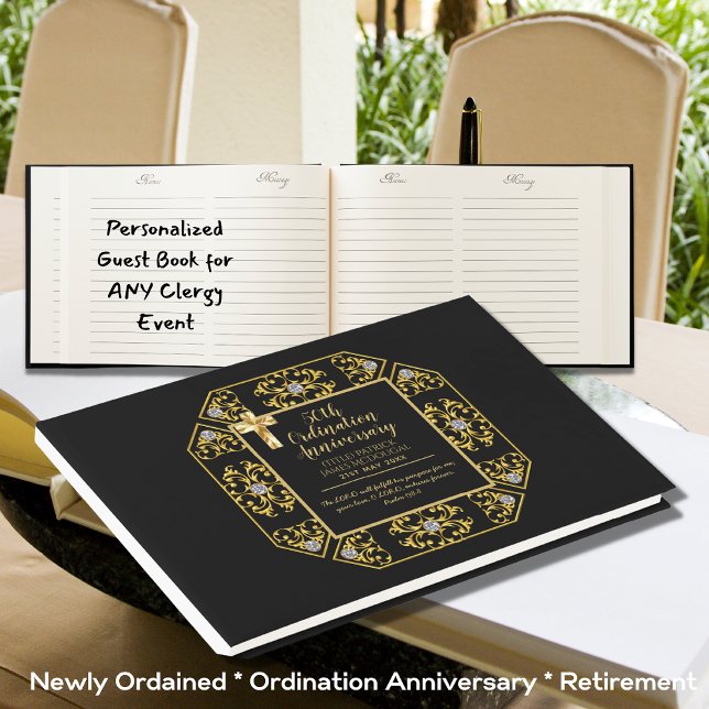 Libro De Visitas Aniversario de la Ordenación Personalizada Oro Neg (Subido por el creador)