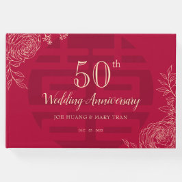 Libro De Visitas Aniversario del Boda chino Ranunculus