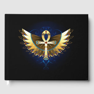 Libro De Visitas Ankh de oro con alas