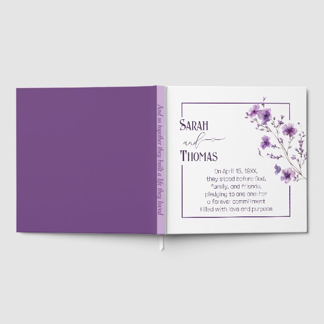 Libro De Visitas Anniversary Party Purple Flowering Branch (Lleno)