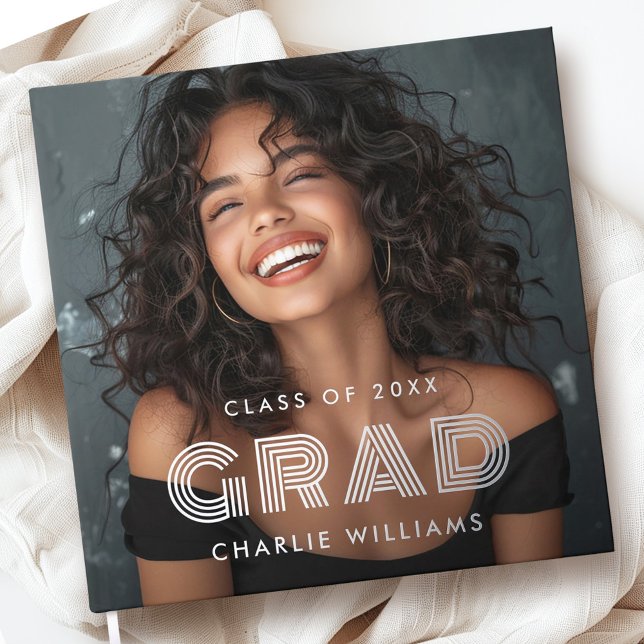 Libro De Visitas Año de posgrado de graduación (Graduation photo graduate name year foil guest book)