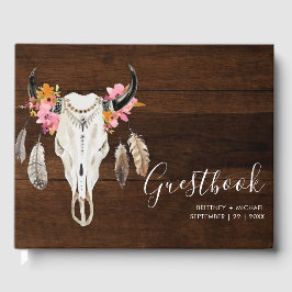 Libro De Visitas Antler Dark Wood Rustic Boda Guest Book