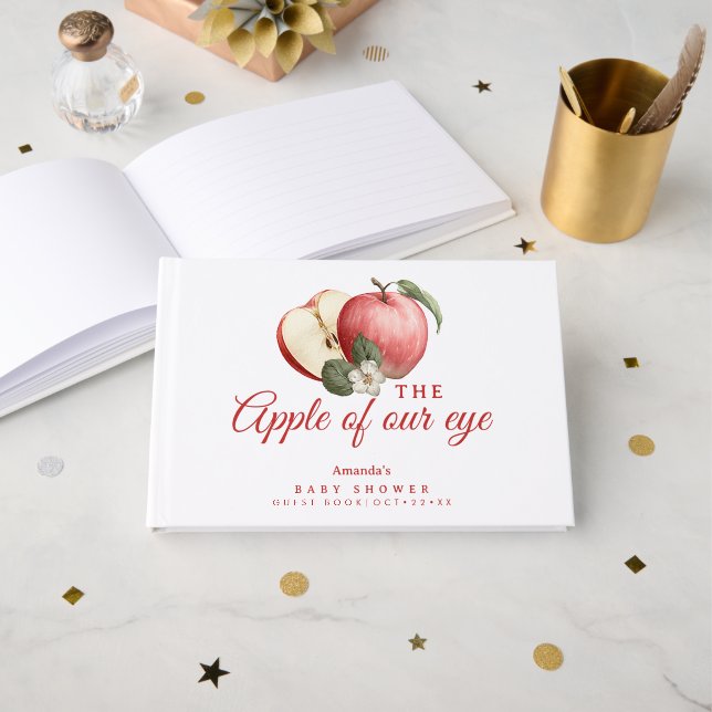 Libro De Visitas Apple de nuestro Ojo Baby Shower Guest Book (Anverso Abierto)