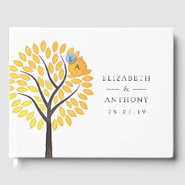 Libro De Visitas Árbol acuarela Caídas de Agua Monograma Boda